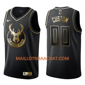 Maillot NBA Milwaukee Bucks Personnalisable Nike Noir Golden Edition Swingman - Homme